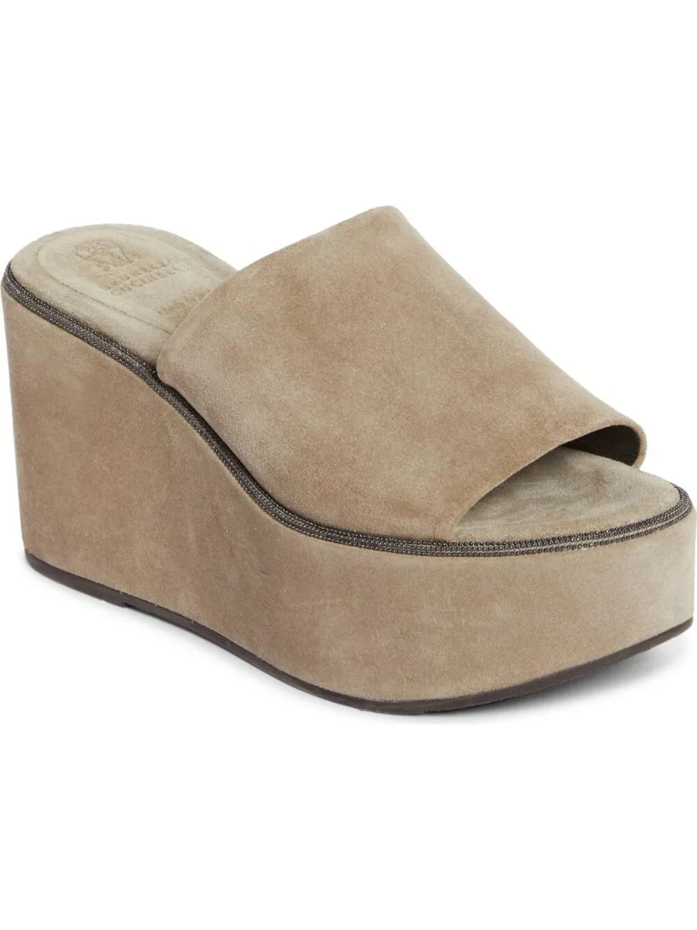 NWT Brunello Cucinelli Monili Authentic Platform Wedge Slide Sandal